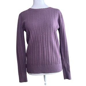 Arach & Cloz Crew Neck Sweater Womens SZ Small Light Purple Lavendar Ribbed Soft